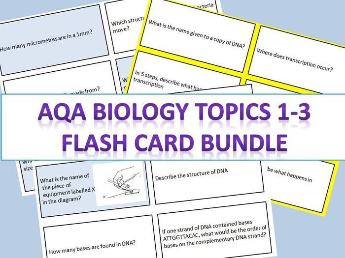 AQA Biology GCSE Topic 1-3 Flash Cards | Teaching Resources