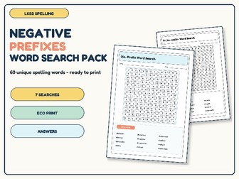 LKS2 Negative Prefixes Word Search Pack | 7 Spelling Activities