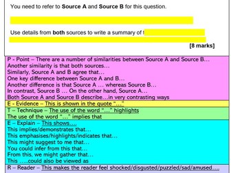 AQA GCSE English Language Paper 2 help sheet using the PETER Structure