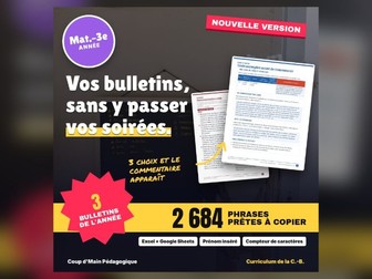 French Report Card Comment Generator BC K-3 | Commentaires de bulletin