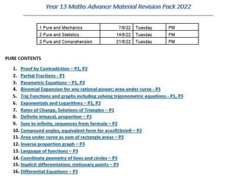 A-level Maths OCR MEI Advance Material Revision Pack