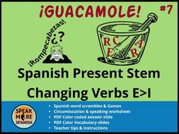 Spanish Puzzles & Games * Stem Changing Verbs (E>I) * Verbos con cambios radicales en español