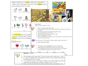 I Have a Dream Comprehension Martin Luther King Black History Month Comprehension