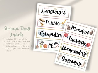 Editable Natural Themed Tray Labels for EYFS