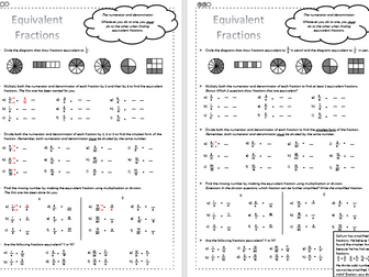 Equivalent Fractions - Differentiated Worksheets - KS2