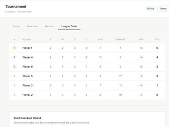 Class Tournament & League Table Maker