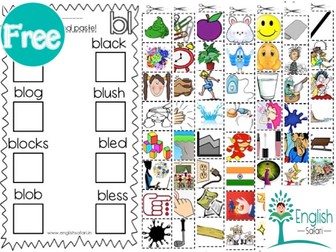 Consonant blends bl and cl picture sort worksheets