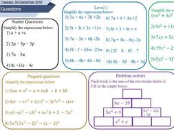 Collecting like terms worksheet | Teaching Resources