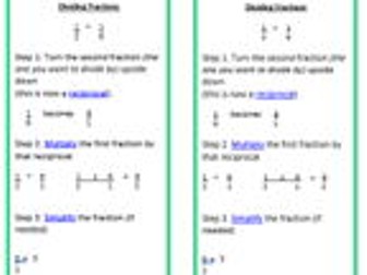 Dividing Fractions Help Sheet