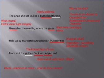 T. S. Eliot - The Waste Land : A Game of Chess - Annotated second part of the poem