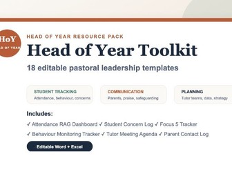 Head of Year Toolkit - 18 Editable Templates