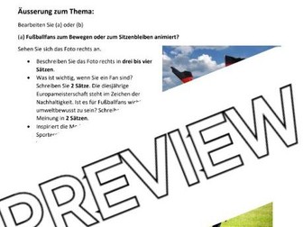 Europameisterschaft A2-B1 Exercises German Worksheet Reading and Writing