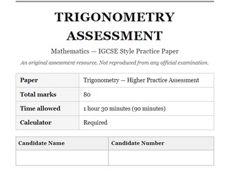 IGCSE-Style Mathematics – Trigonometry Practice Worksheet | Questions + Full Mark Scheme