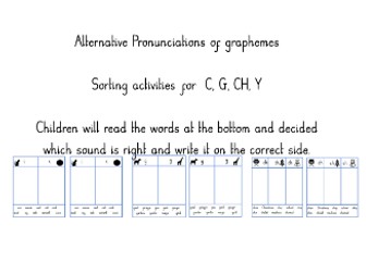 Alternative Pronunciation of sounds, C, G, CH, Y.