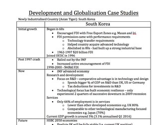 AQA A2 Geography - Development and Globalisation Case Studies