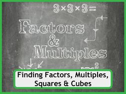 Finding Factors, Multiples, Squares and Cubes Worksheet Collection