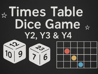 Times Table Dice Game – Y2, Y3 & Y4