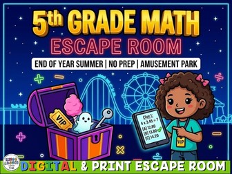 KS2 Year 6 Maths Escape Room: Amusement Park Summer End of Year Revision Activities & Games No Prep