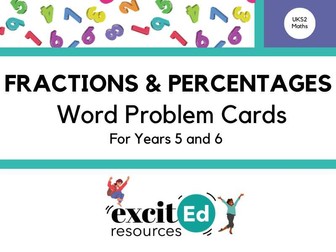 Word Problem Cards - Fractions and Percentages