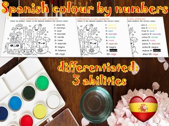 Spanish colour by numbers 1-10 | números | colores | numbers | colours
