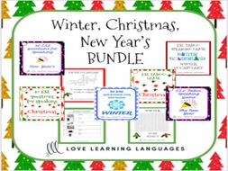 ESL - ELL Christmas, Winter and New Year's Speaking Games and Activities Bundle