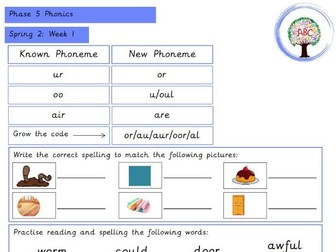 Early Reading & Phonics Homework/ Support Sheet- Spring 2 (Year 1)