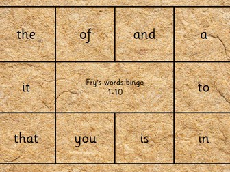 Fry's tricky word bingo mats