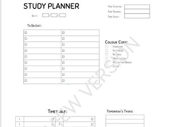 Daily Study Planner (Black and White)