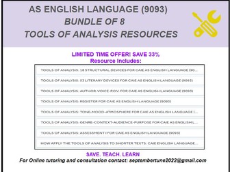 BUNDLE # 1: TOOLS OF ANALYSIS FOR CAIE AS ENGLISH LANG (9093)