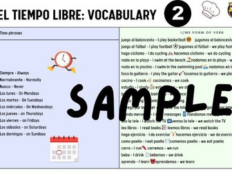 KS3 Spanish: Tiempo Libre Vocab Builder