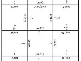 Exact values trigonometry tarsia - degrees