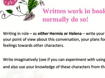 Hermia and Helena Diary Writing