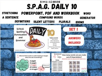 Daily 10 | Spelling, Punctuation, and Grammar Activities | Workbook Included Set 1