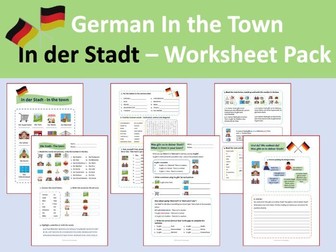 German Places In the Town - In der Stadt Worksheet Pack