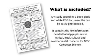 Ethical, Legal, Cultural and Environmental Concerns Revision | Teaching