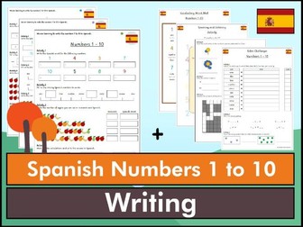 Spanish Numbers 1 to 10 Writing Bundle - KS1/KS2