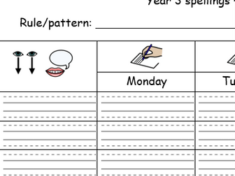 Spelling practise worksheet (look, say, write, check)