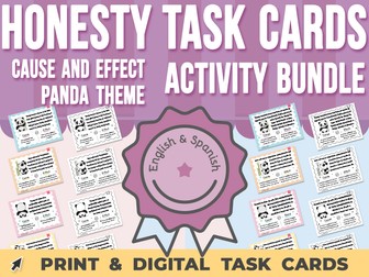 Honesty Task Cards with Panda Theme BUNDLE, Cause and Effect Critical Thinking