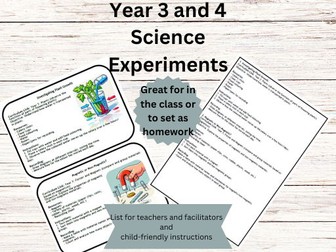 Year 3 and 4 Science Experiment Pack
