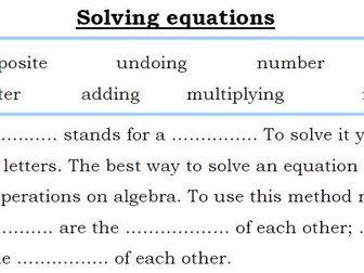 Solving Linear Equations - Literacy