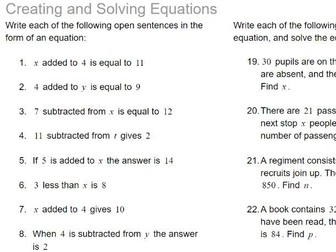 Forming & Solving One Step Equations