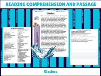 Explore Glaciers: Engaging Reading Passage with Interactive Questions