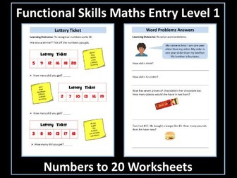Functional Skills Maths - Entry Level 1 - Numbers to 20