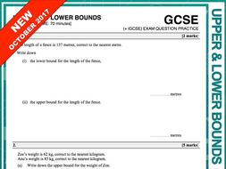 GCSE 9-1 Exam Question Practice (Upper + Lower Bounds)