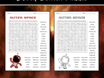 Outer Space Word Search Puzzle