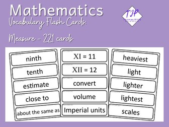 221 Measure Vocabulary Cards