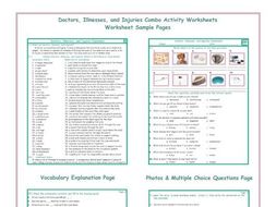 Doctors, Illnesses, and Injuries Combo Activity Worksheets
