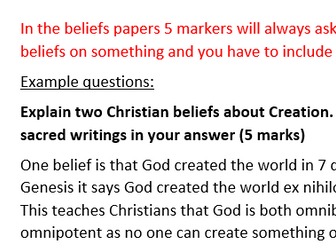 RS GCSE AQA Christian beliefs and practices perfect exam answers