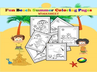 Beach Summer Coloring Page/Fun Summer Coloring Sheets /Summertime Coloring Pages