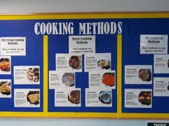 Wall display: Cooking methods in food preparation